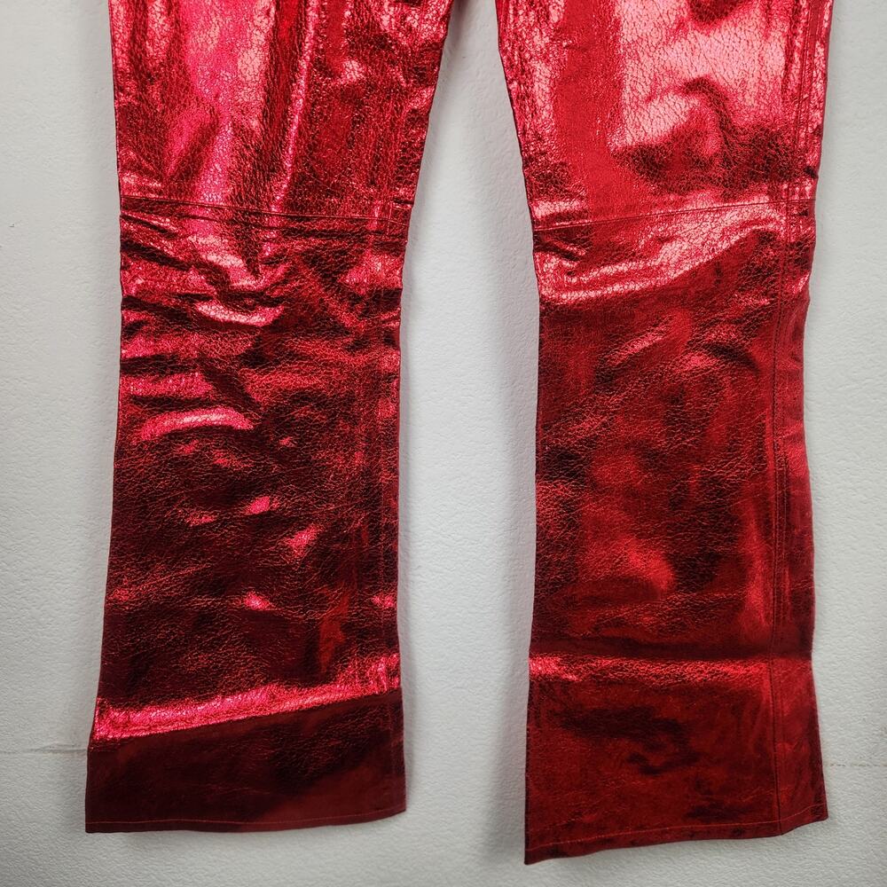 Retrofete Lynx Leather Pant in Metallic Red Size Large NWT Flare - Picture 6 of 12